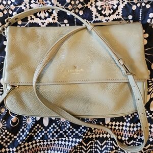 Kate Spade Green Leather Fold-Over Crossbody Bag